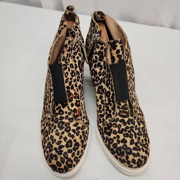 Linea Paolo Size 9 Felicia lll Leopard Zip-Up Leather Platform Bootie Sneakers C - Picture 7 of 13